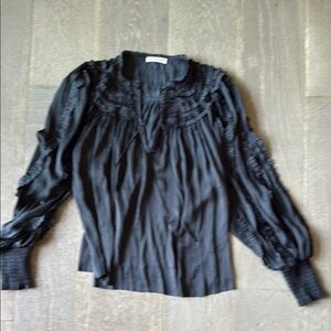 Ulla Johnson Blue Puff Sleeve Ruffled Blouse